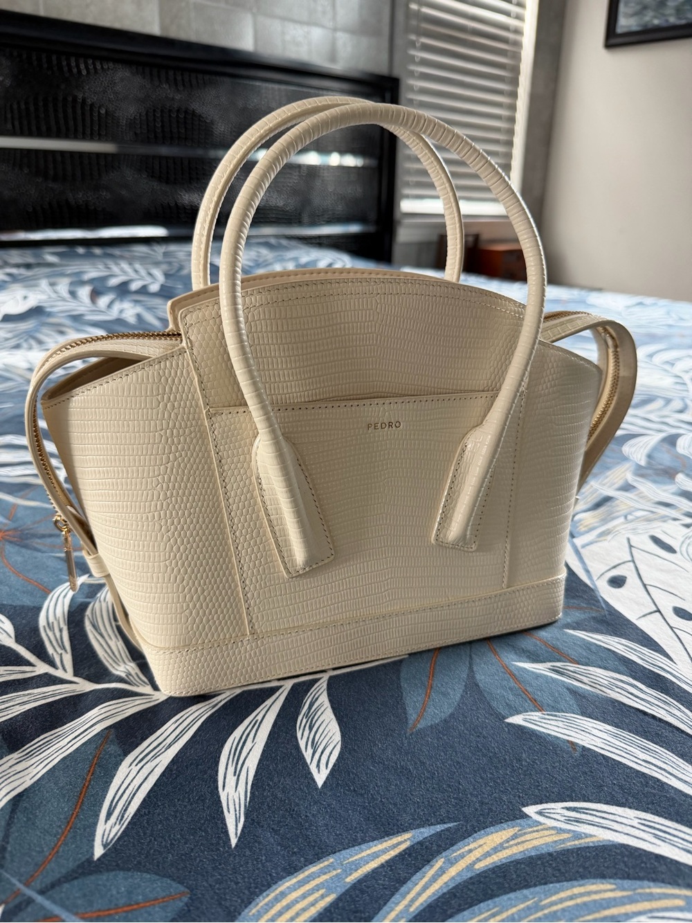 PEDRO Cream Textured Tote Bag with Top Handles
